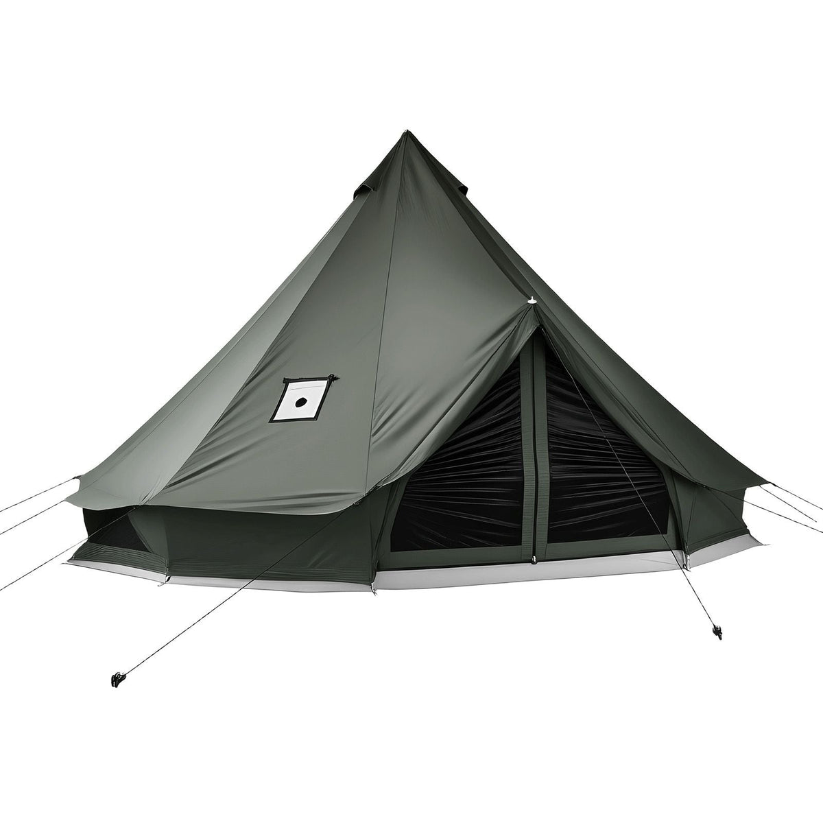 Canvas Bell Tent, 4 Seasons 13.12 ft Yurt Tent for Camping with Stove Jack, Canvas Breathable Holds up to 4 People with Zipped Detachable Floor, for Family Camping Glamping Outdoor Hunting Party