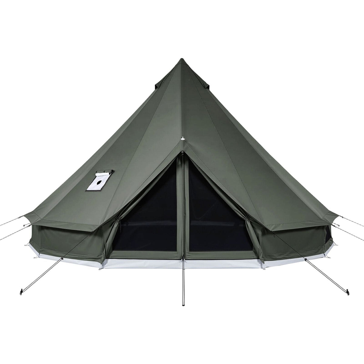 Canvas Bell Tent, 4 Seasons 13.12 ft Yurt Tent for Camping with Stove Jack, Canvas Breathable Holds up to 4 People with Zipped Detachable Floor, for Family Camping Glamping Outdoor Hunting Party