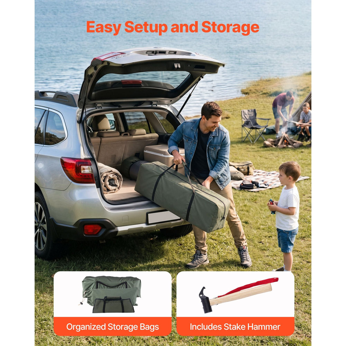 Canvas Bell Tent, 4 Seasons 13.12 ft Yurt Tent for Camping with Stove Jack, Canvas Breathable Holds up to 4 People with Zipped Detachable Floor, for Family Camping Glamping Outdoor Hunting Party