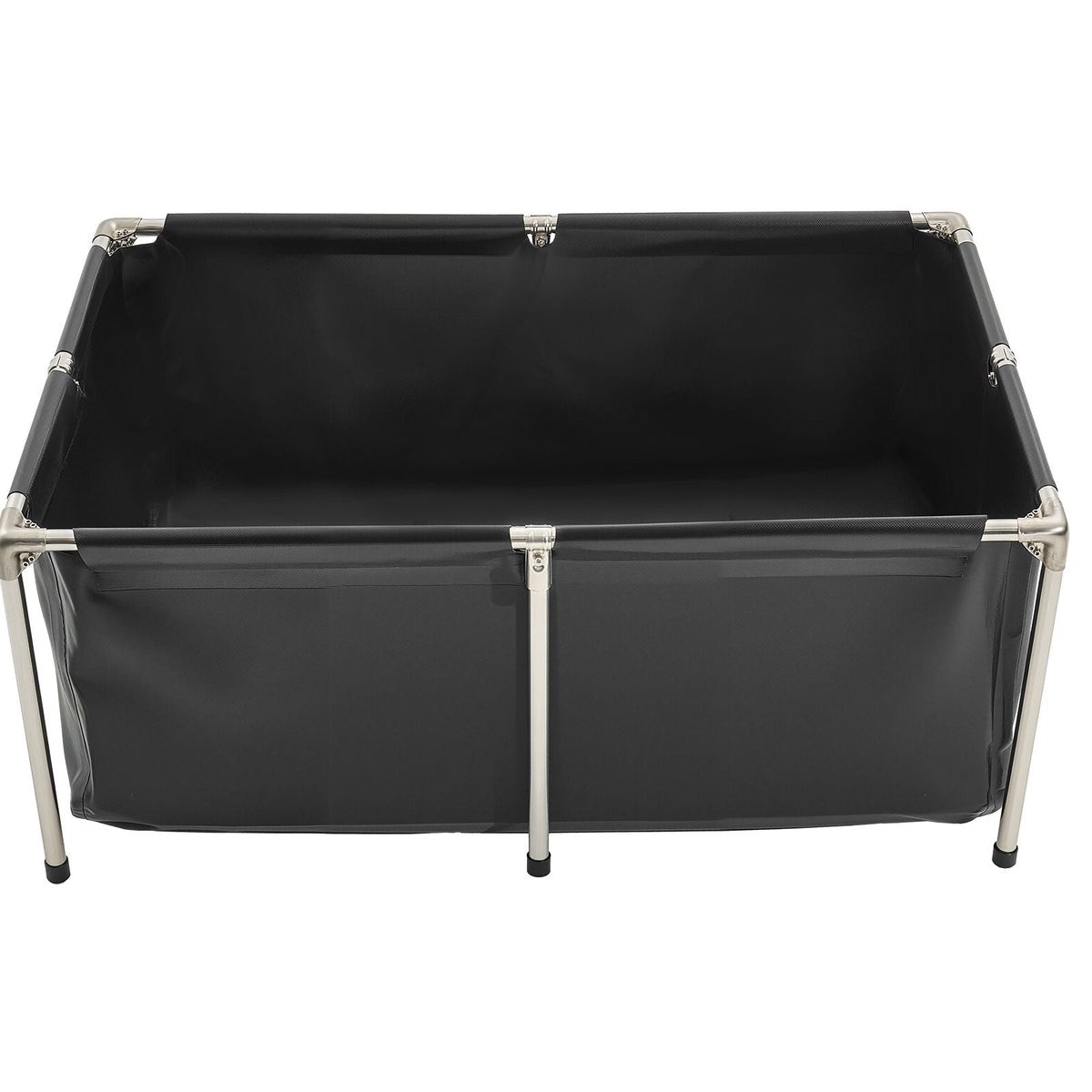 Canvas Fish Pond, 126.8 Gal Above Ground Fish Pond, Foldable PVC Koi Tank, Rectangular Goldfish Tank with Stable Frame and Drain Valve, for Aquaculture, Koi Breeding, and Irrigation (Black)
