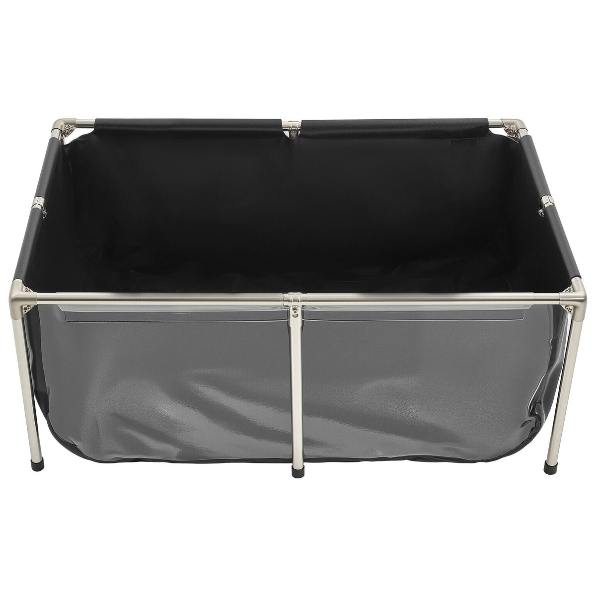 Canvas Fish Pond, 126.8 Gal Above Ground Fish Pond, PVC Koi Tank with Clear Viewing Panel, Rectangular Goldfish Tank with Stainless Steel Frame & Drain Valve, for Breeding Koi, Irrigation(Black)