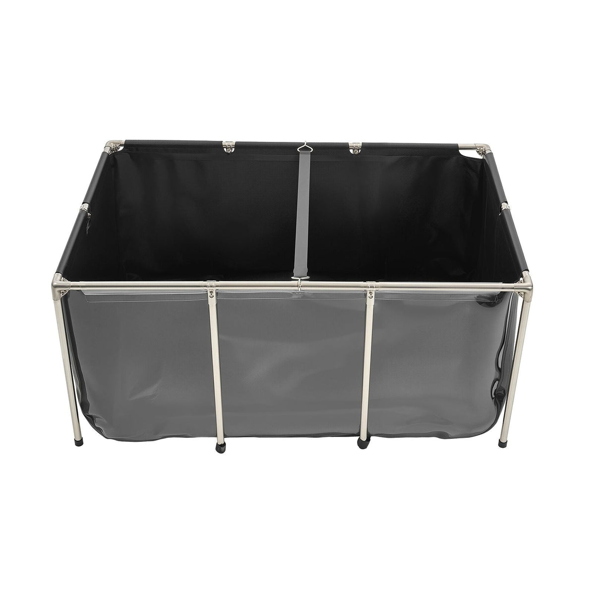 Canvas Fish Pond, 270 Gal Above Ground Fish Pond, PVC Koi Tank with Clear Viewing Panel, Rectangular Goldfish Tank with Stainless Steel Frame & Drain Valve, for Breeding Koi, Irrigation(Black)