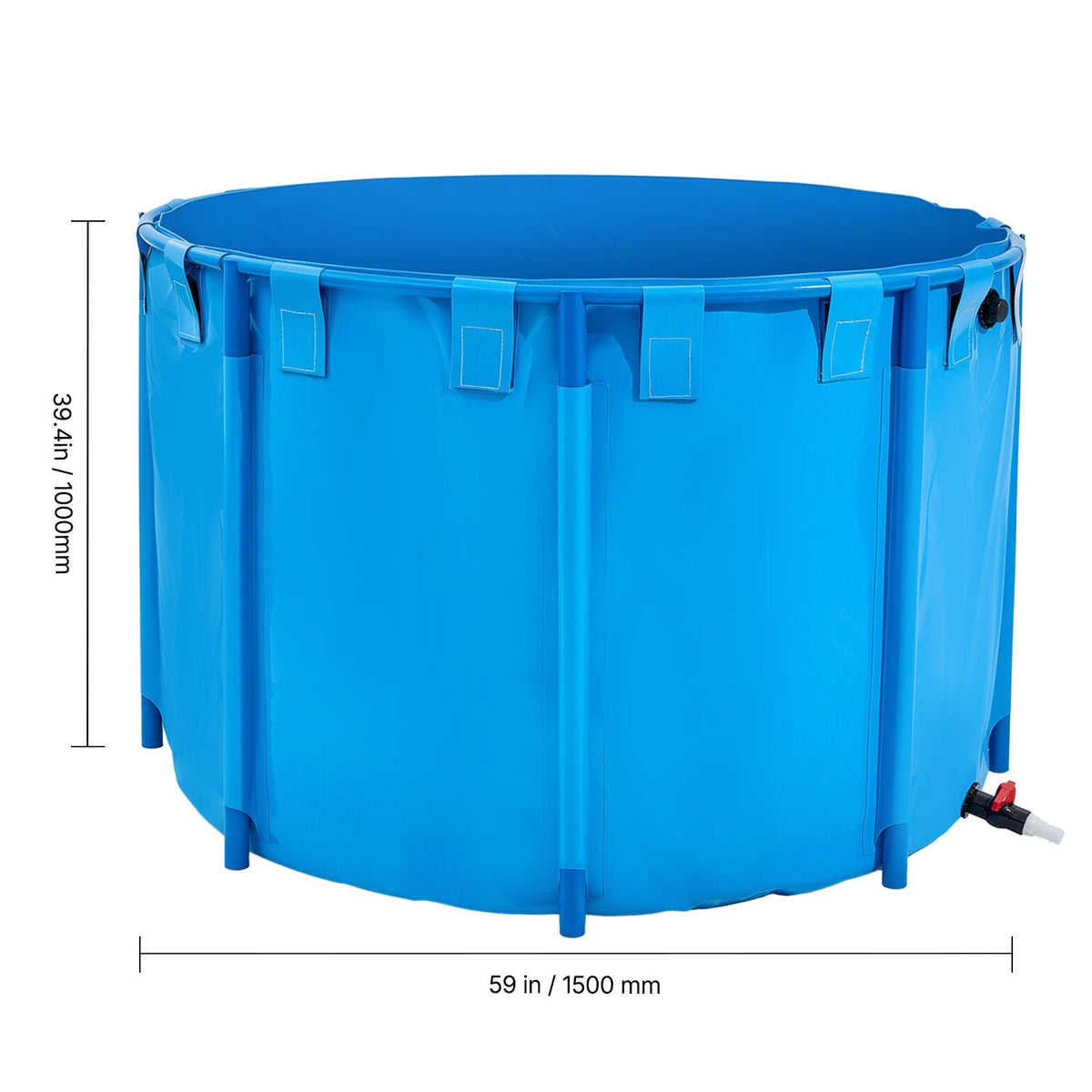 Canvas Fish Pond, 448.8 Gal Capacity Above Ground Fish Pond, Foldable PVC Koi Tank, Round Goldfish Tank with Stable Frame and Drain Valve, for Aquaculture, Koi Breeding, and Irrigation (Blue)