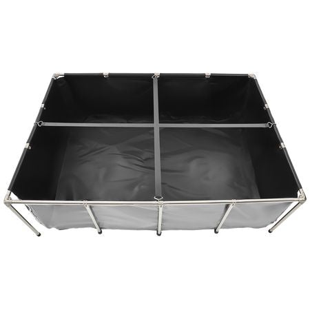 Canvas Fish Pond, 470 Gal Above Ground Fish Pond, PVC Koi Tank with Clear Viewing Panel, Rectangular Goldfish Tank with Stainless Steel Frame & Drain Valve, for Breeding Koi, Irrigation(Black)