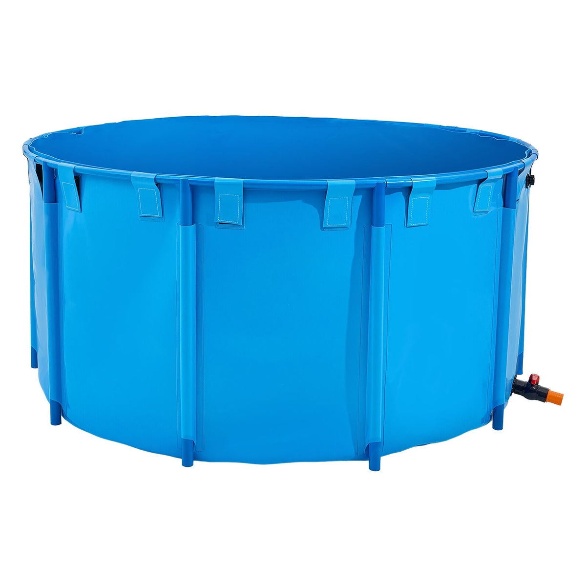 Canvas Fish Pond, 818 Gal Capacity Above Ground Fish Pond, Foldable PVC Koi Tank, Round Goldfish Tank with Stable Frame and Drain Valve, for Aquaculture, Koi Breeding, and Irrigation (Blue)
