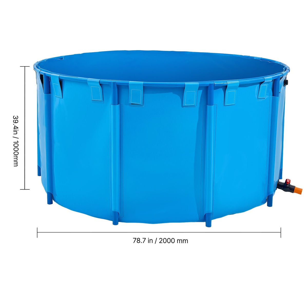 Canvas Fish Pond, 818 Gal Capacity Above Ground Fish Pond, Foldable PVC Koi Tank, Round Goldfish Tank with Stable Frame and Drain Valve, for Aquaculture, Koi Breeding, and Irrigation (Blue)