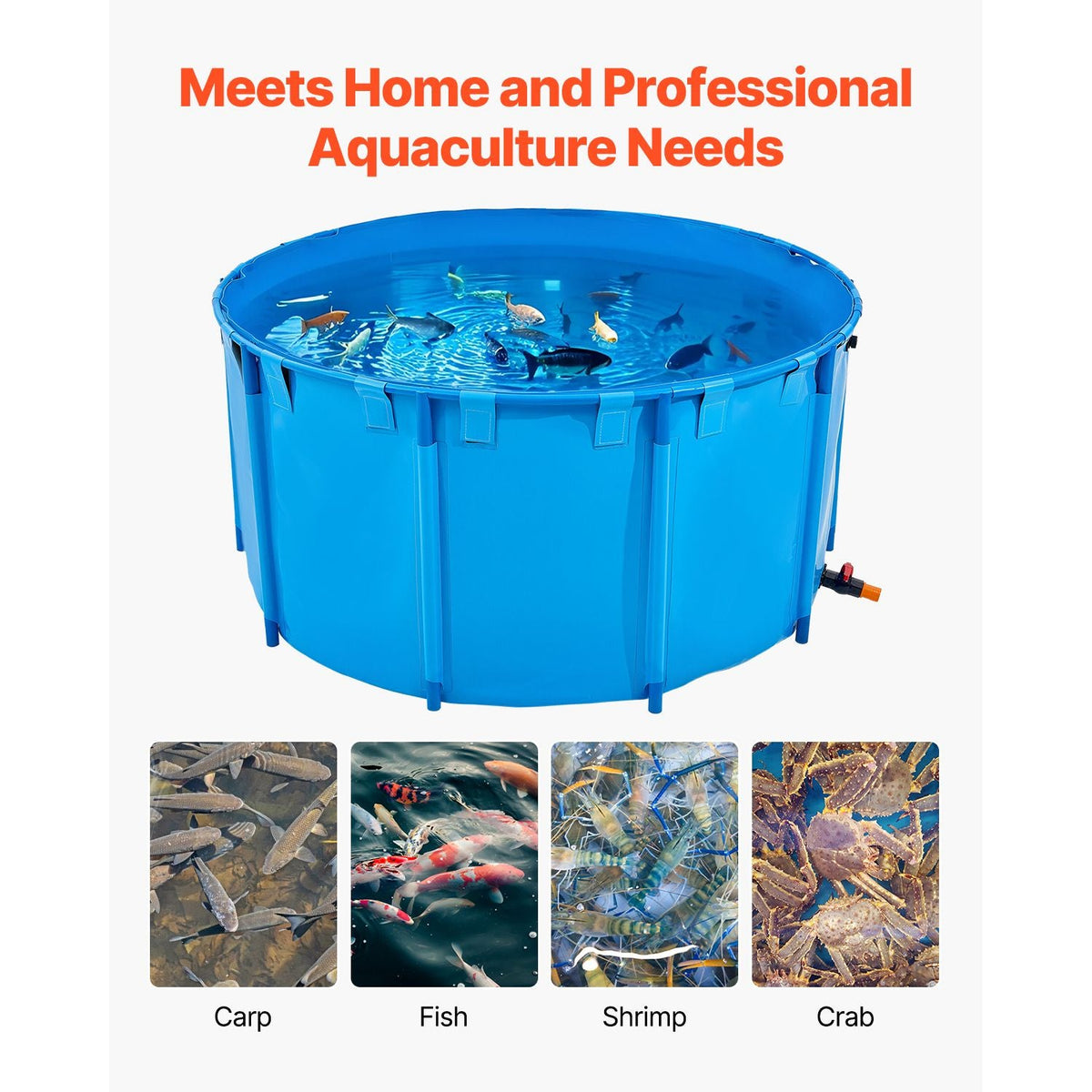 Canvas Fish Pond, 818 Gal Capacity Above Ground Fish Pond, Foldable PVC Koi Tank, Round Goldfish Tank with Stable Frame and Drain Valve, for Aquaculture, Koi Breeding, and Irrigation (Blue)