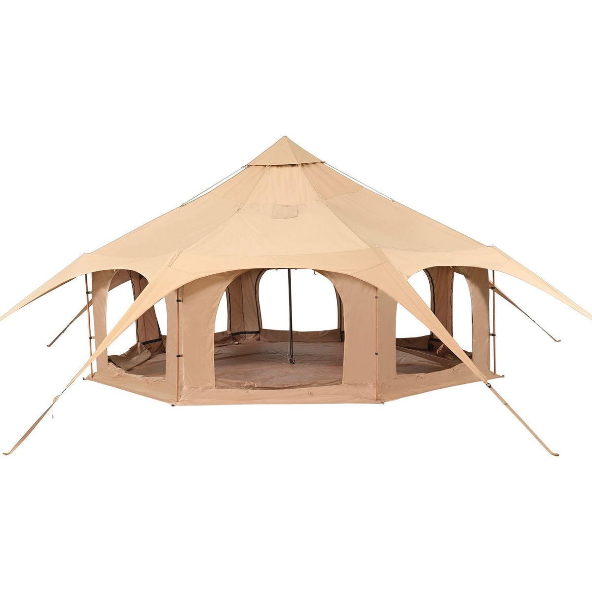 Canvas Tent, 4 Seasons 5 m/16.4 ft Bell Tent, Canvas Tent for Camping with Stove Jack, Breathable Yurt Tent for up to 8 People, Family Camping Outdoor Hunting Party