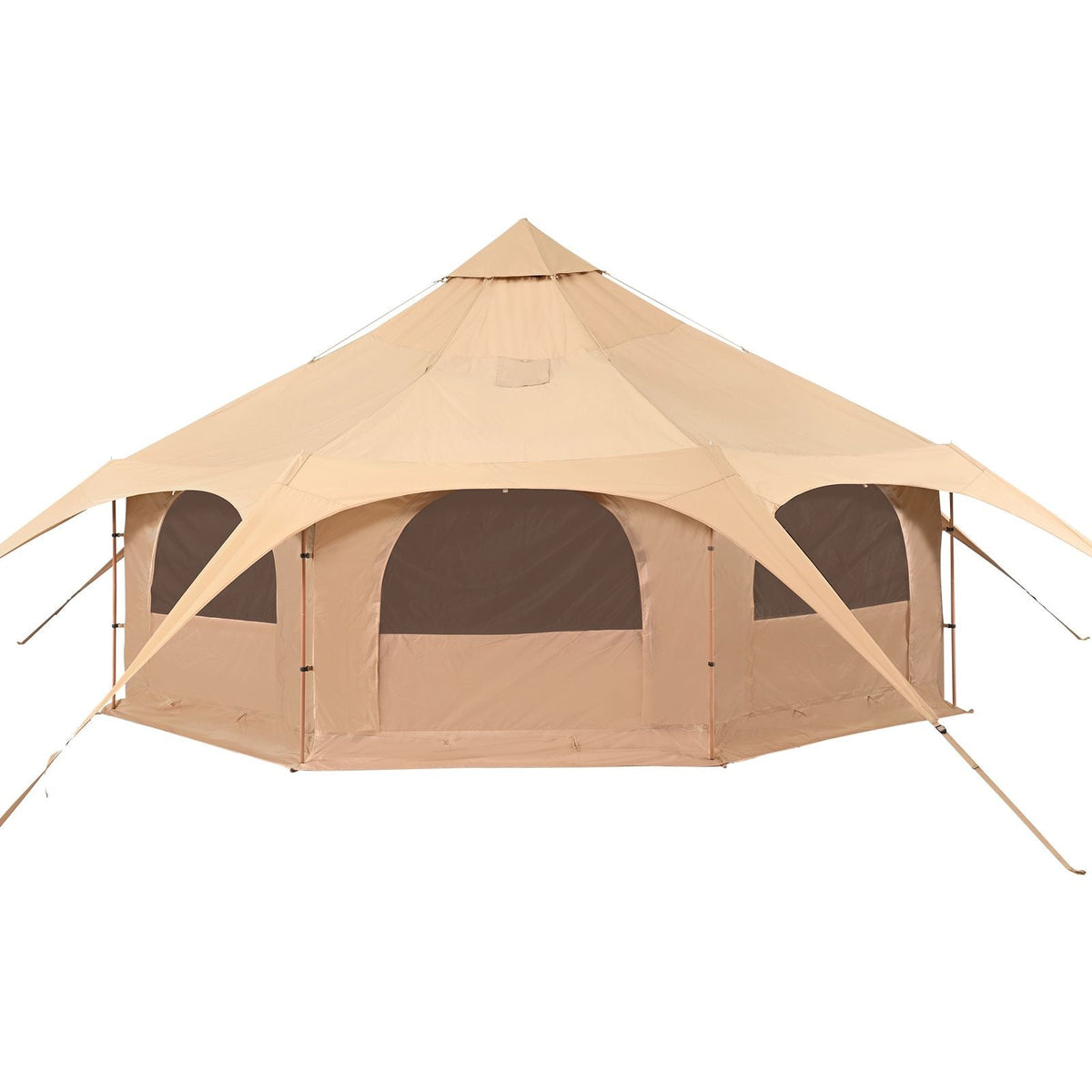 Canvas Tent, 4 Seasons 5 m/16.4 ft Bell Tent, Canvas Tent for Camping with Stove Jack, Breathable Yurt Tent for up to 8 People, Family Camping Outdoor Hunting Party