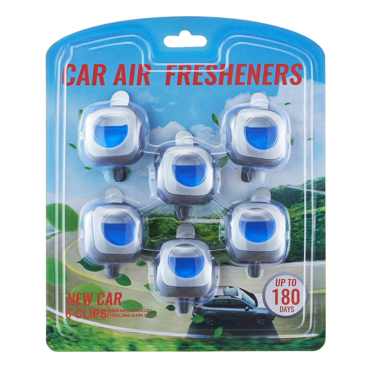 Car Air Freshener, 6-Pack New Car Scent Vent Clips, 4ml Each, Long-Lasting Fragrance Up to 180 Days , Adjustable Intensity Air Fresheners for Vehicles, Compatible with Various Vehicle Vents
