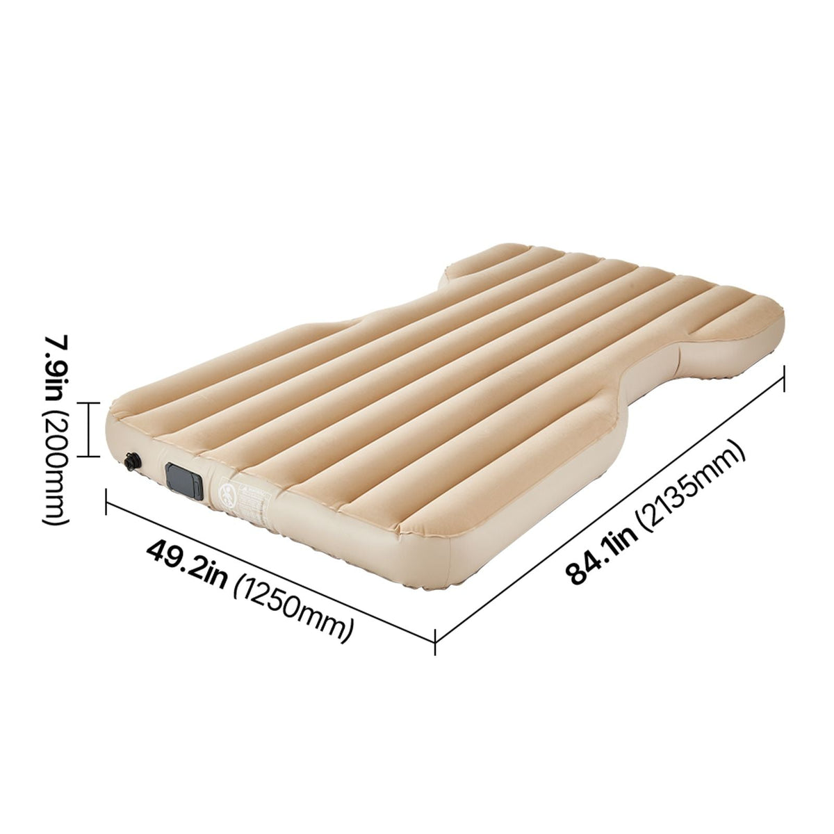 Car Air Mattress, Fits Tesla Model Y (2020-2024), Inflatable Car Camping Mattress, Flocking Thickened Blow Up Travel Beds, Durable Portable Sleeping Pad with Built in Pump, 2 Pillows, Beige