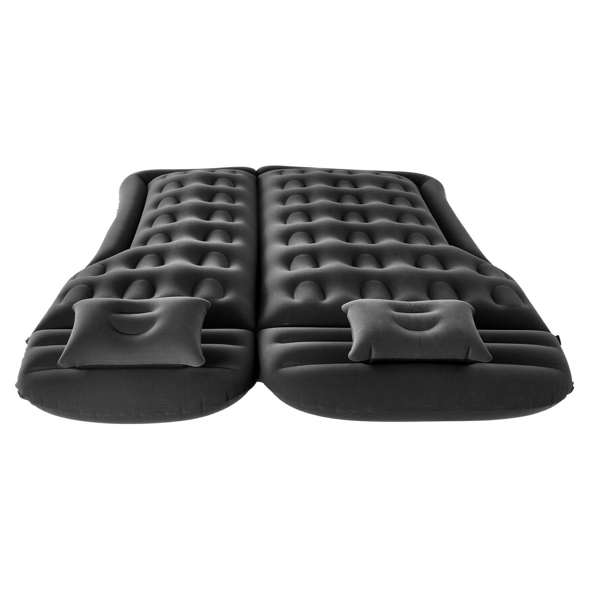 Car Air Mattress, Inflatable Car Camping Mattress, Flocking Thickened Travel Beds, Durable Portable Sleeping Pad with Air Pump, 2 Pillows, Nozzle, Carry Bag, Fits Most SUV MPV Sedan, Black