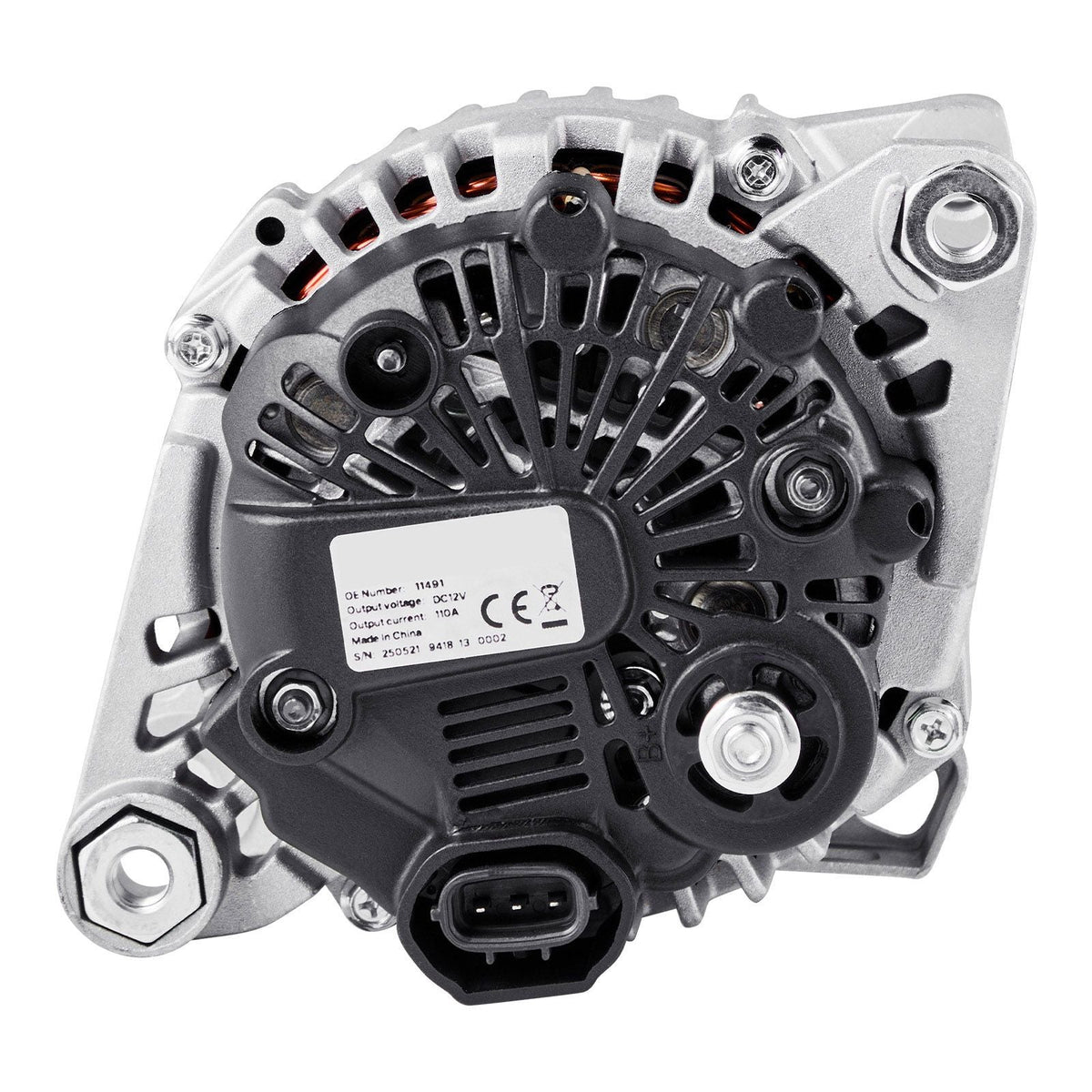 Car Alternator 11491, Compatible with Hyundai Sonata 2.4L 2010-2013, Kia Optima 2.4L 2011-2013, Automotive Replacement Alternator with Aluminum Housing and Pure Copper Round Coil, 37300-2G150