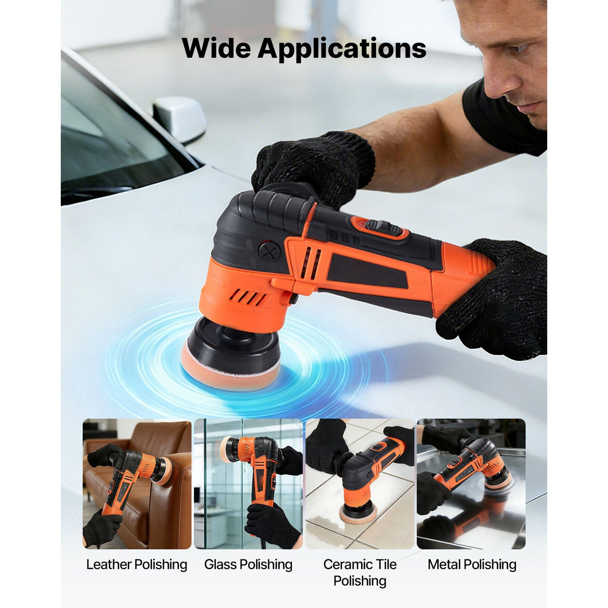 Car Buffer Polisher, 1.2"/2"/3" Rotary Polisher Buffer, 600W 6 Variable Speeds 1000-4500RPM Car Polisher Waxer Kit for Cars Detailing, Waxing, Polishing, Scratch Removal