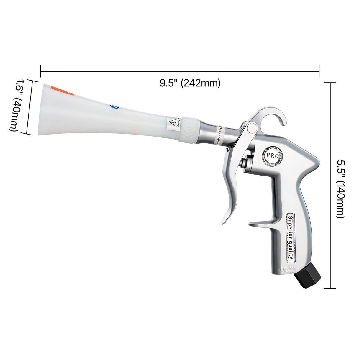 Car Cleaning Gun, 6-9.2 Bar High-Pressure Air Blow Gun with 2 Set Nozzles, 360° Rotating Nozzle for Thorough Cleaning, Quickly Blasts Dirt and Dust from Surface, Work with 1/4 NPT Air Compressor