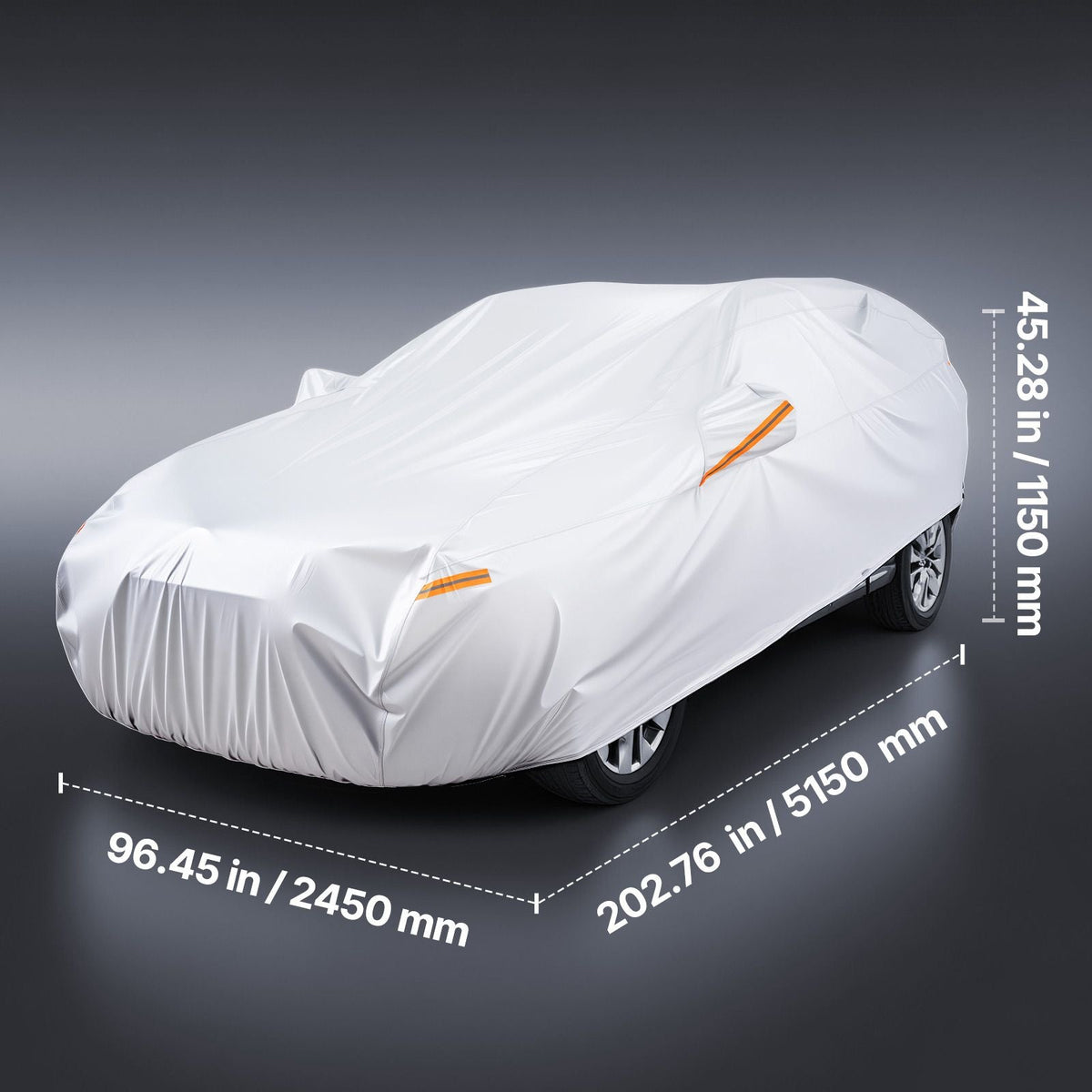 Car Cover, Car Cover Waterproof for Dodge Challenger Full Size Sedan, Custom-fit All Weather Sun Rain Wind Dust Snow Protection Full Exterior Covers with Door Zipper and Cotton Lining, Silver