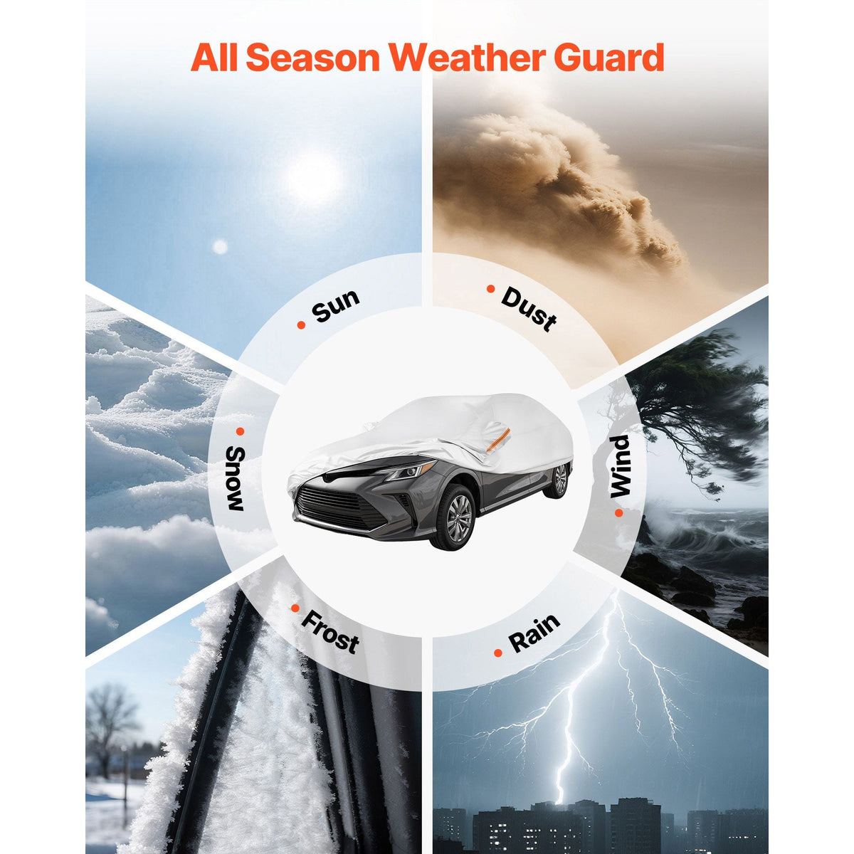 Car Cover, Car Cover Waterproof for Toyota Camry Mid Size Sedan, Custom-fit All Weather Sun Rain Wind Frost Dust Snow Protection Full Exterior Covers with Door Zipper and Cotton Lining, Silver