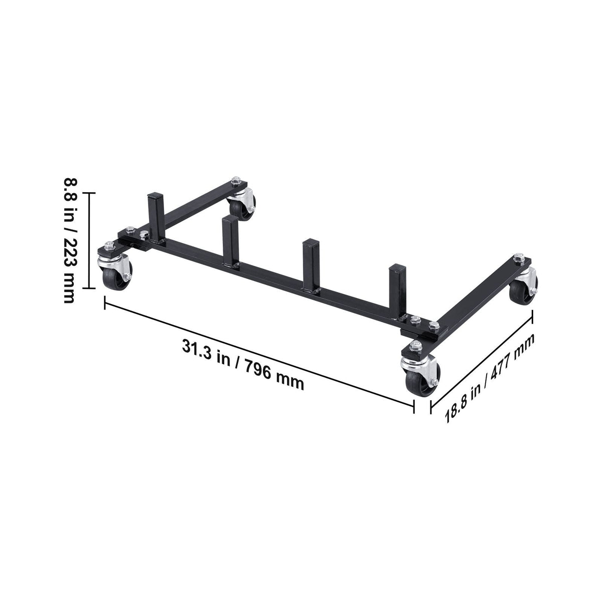 Car Dolly Rack, Storage Rack with 360° Rotatable Wheels, Hydraulic Ratchet Trolley Jack Stand Organizer, Jack Stands Holder Storage Rack, 4-Dolly Capacity, Compatible with Most Dollies