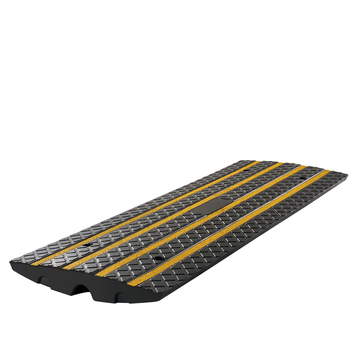 Car Driveway Rubber Curb Ramp, 33069 lbs Load Capacity, 2.6 inch Rise Curbside Bridge Ramp with Yellow Reflective Strips, Suitable for Loading Dock, Warehouse, Garage, Sidewalk (1 Pack)