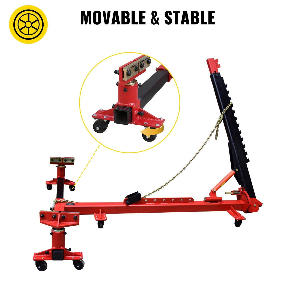 Car Frame Puller Set, 6 Ton PSI Air Pump Frame Puller, 10000 PSI Foot-Operated Hydraulic Pump, 3 Ton Air Bag Jack, Auto Body Frame Straightener, with Double-Head Clamps And Casters