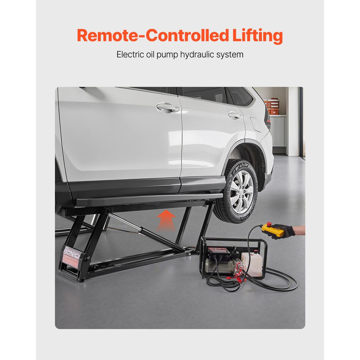 Car Lift, 7000 lbs Capacity Car Lifts for Home Garage, 3-Level Adjustable with 29.4" Lift Height & Remote Control, Auto Lock Portable Car Lift with 4 Rubber Pads & 4 Lifting Columns