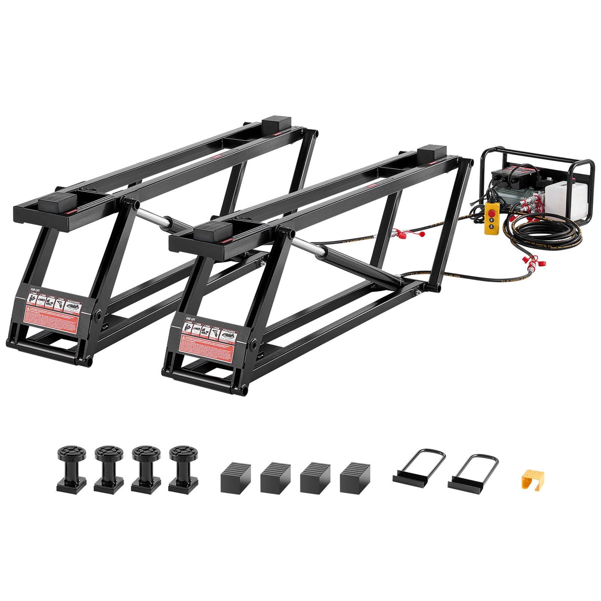 Car Lift, 7000 lbs Capacity Car Lifts for Home Garage, 3-Level Adjustable with 29.4" Lift Height & Remote Control, Auto Lock Portable Car Lift with 4 Rubber Pads & 4 Lifting Columns