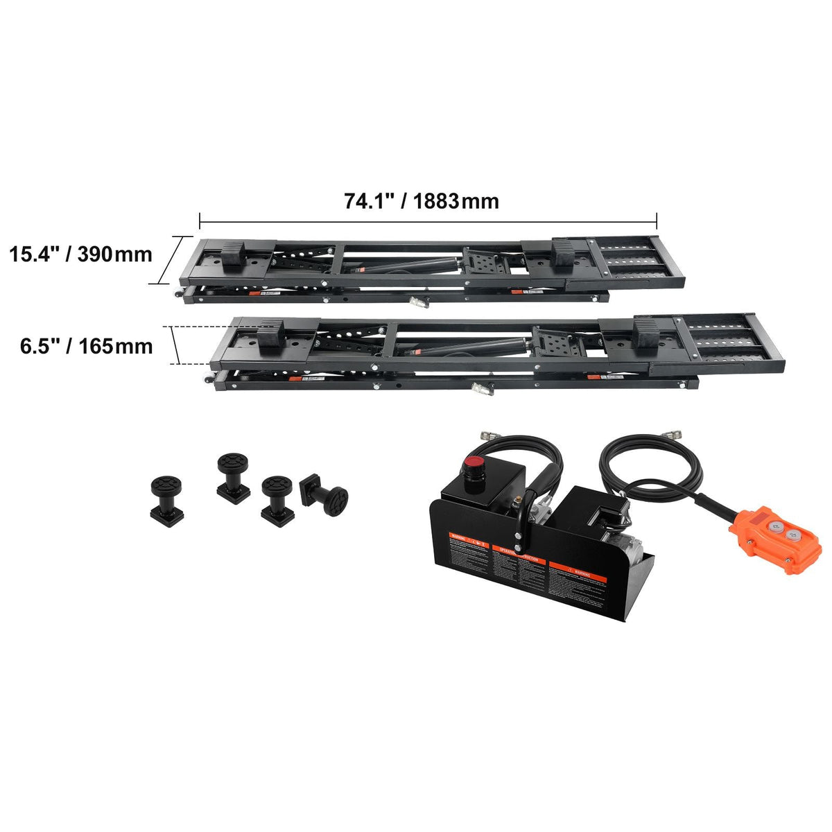 Car Lift, 7,000 LBS Capacity Portable Car Lift, with Extended-Length Plates, 26.8" Max. Height, Heavy-duty Carbon Steel Truck Lift with 120V Power Unit, Auto Car Jack Lifts for Home Garage Shop