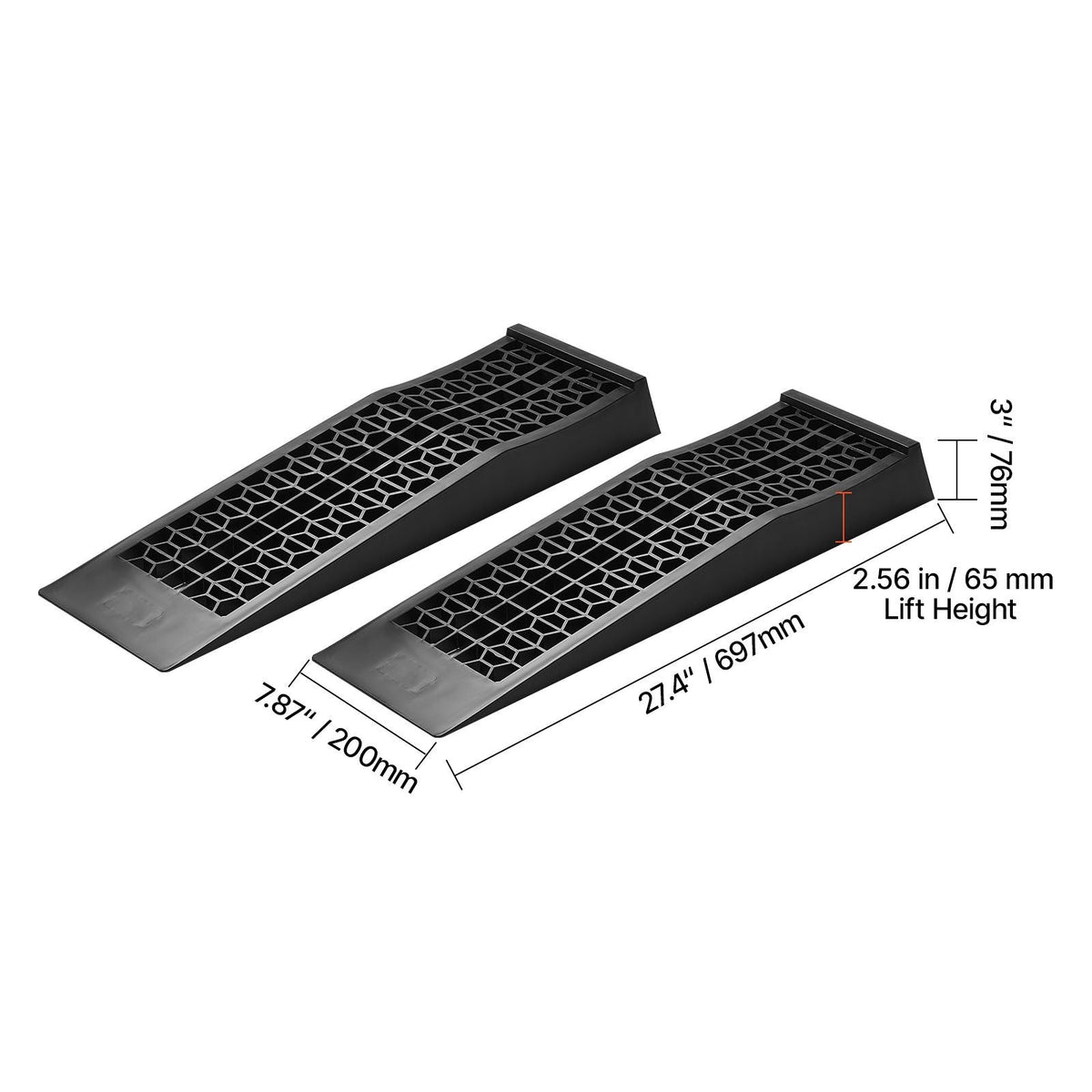 Car Ramps, 2 PCS 20000 lbs GVW Capacity, 2.56 in Lift Height, Portable Low Profile Car Service Ramps for Home Garage Maintenance & Oil Changes, Heavy Duty for Low Chassis Vehicle & Support Jack