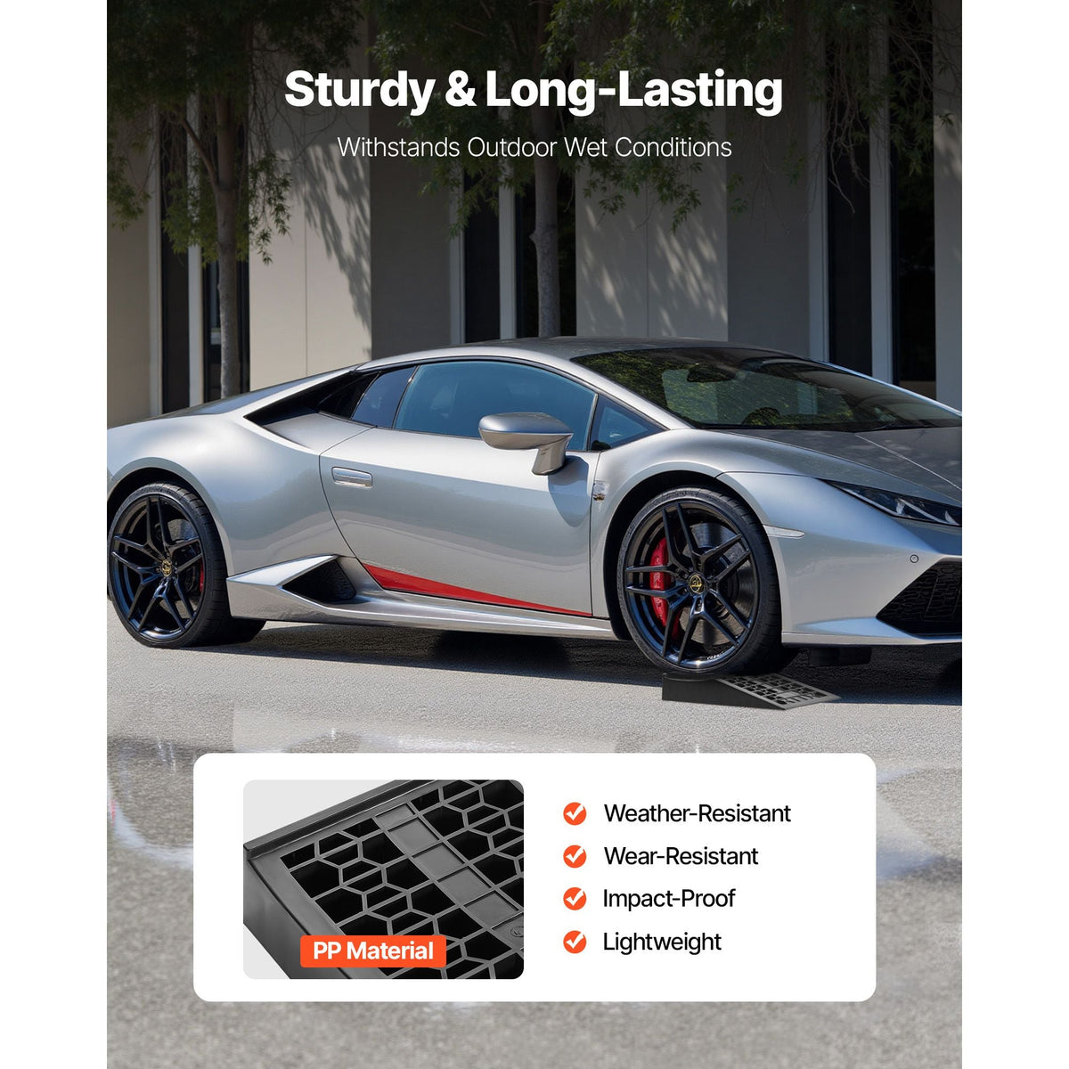 Car Ramps, 2 PCS 20000 lbs GVW Capacity, 2.6 in Lift Height, Portable Low Profile Car Service Ramps for Home Garage Maintenance & Oil Changes, Heavy Duty for Low Chassis Vehicle & Support Jack