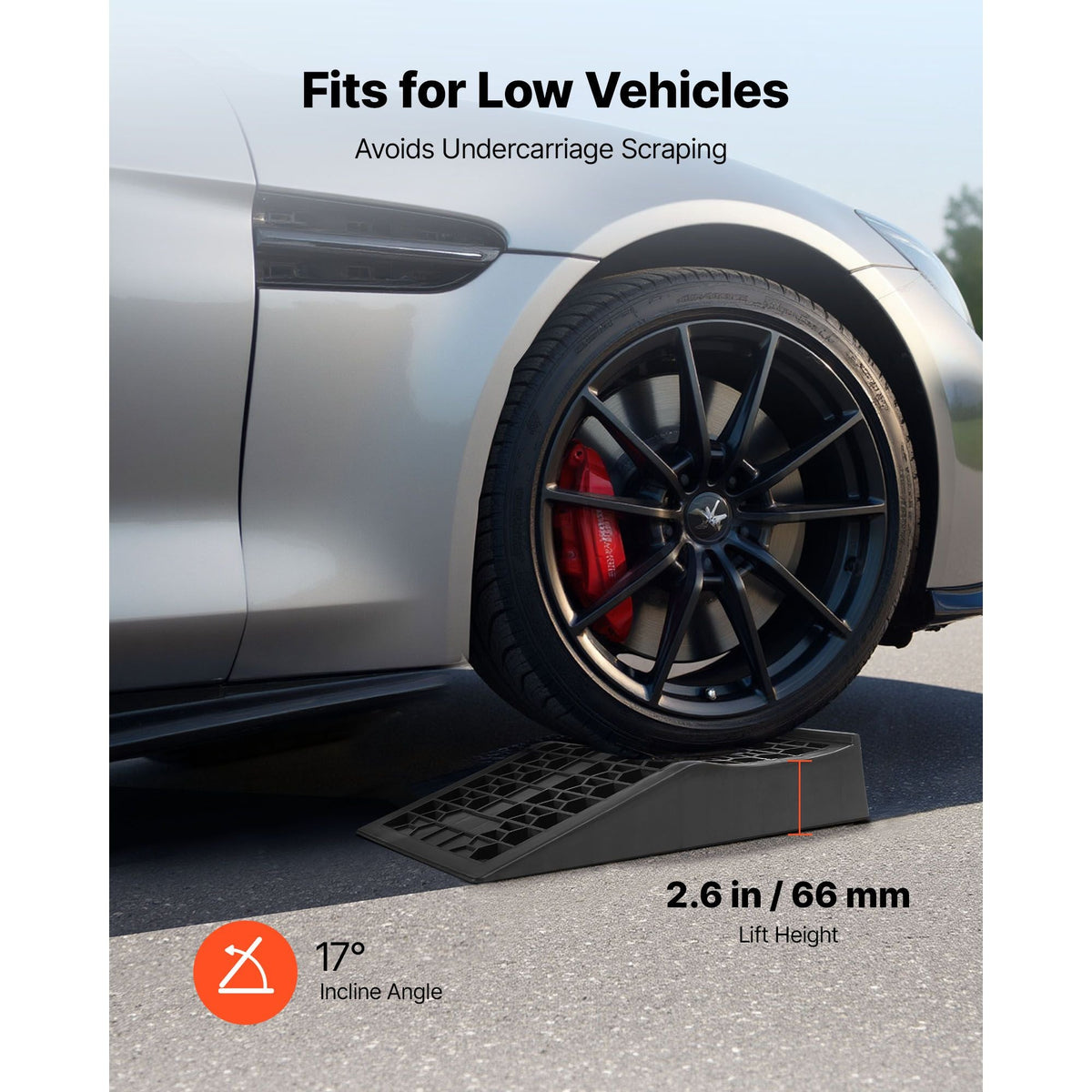 Car Ramps, 2 PCS 20000 lbs GVW Capacity, 2.6 in Lift Height, Portable Low Profile Car Service Ramps for Home Garage Maintenance & Oil Changes, Heavy Duty for Low Chassis Vehicle & Support Jack