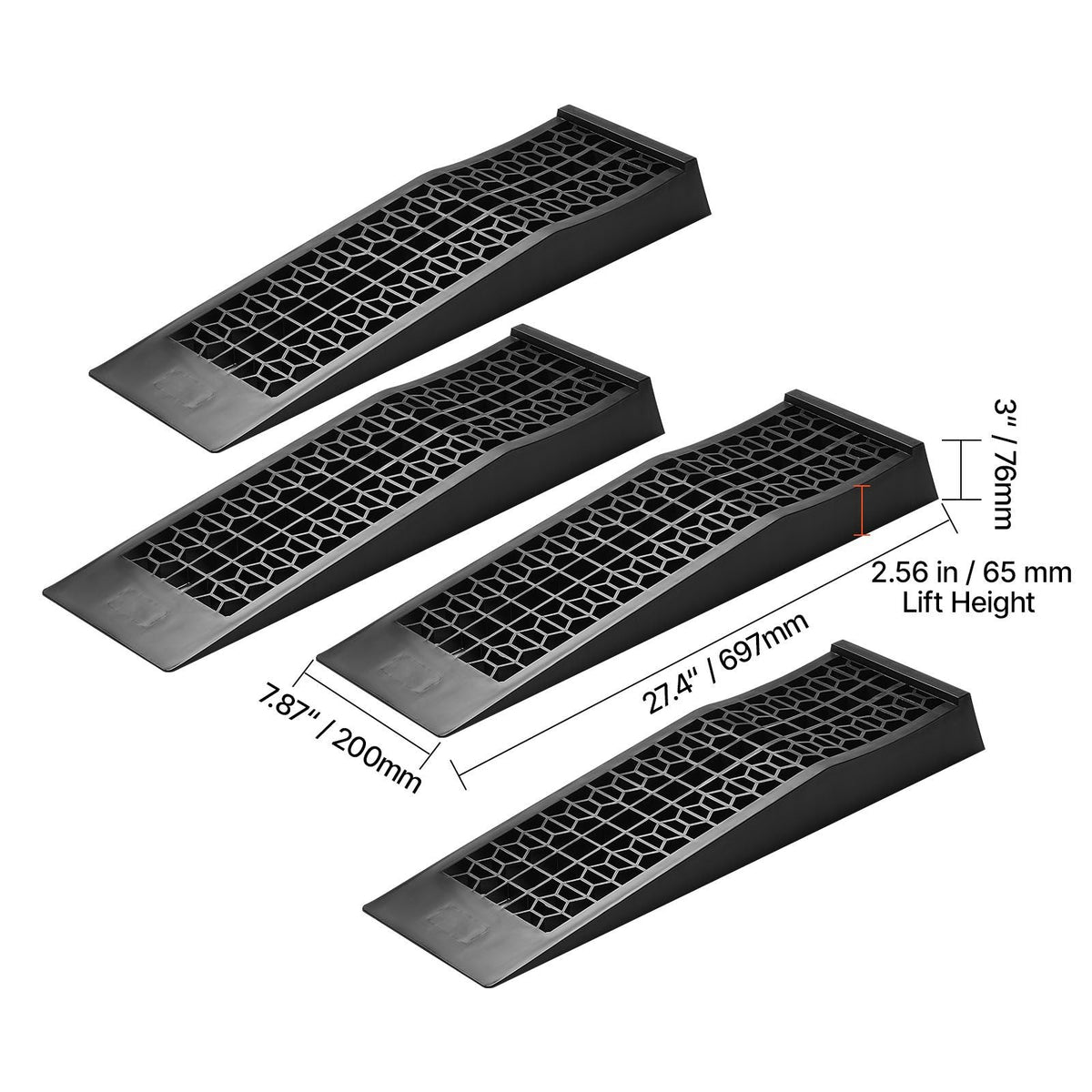 Car Ramps, 4 PCS 20000 lbs GVW Capacity, 2.56 in Lift Height, Portable Low Profile Car Service Ramps for Home Garage Maintenance & Oil Changes, Heavy Duty for Low Chassis Vehicle & Support Jack