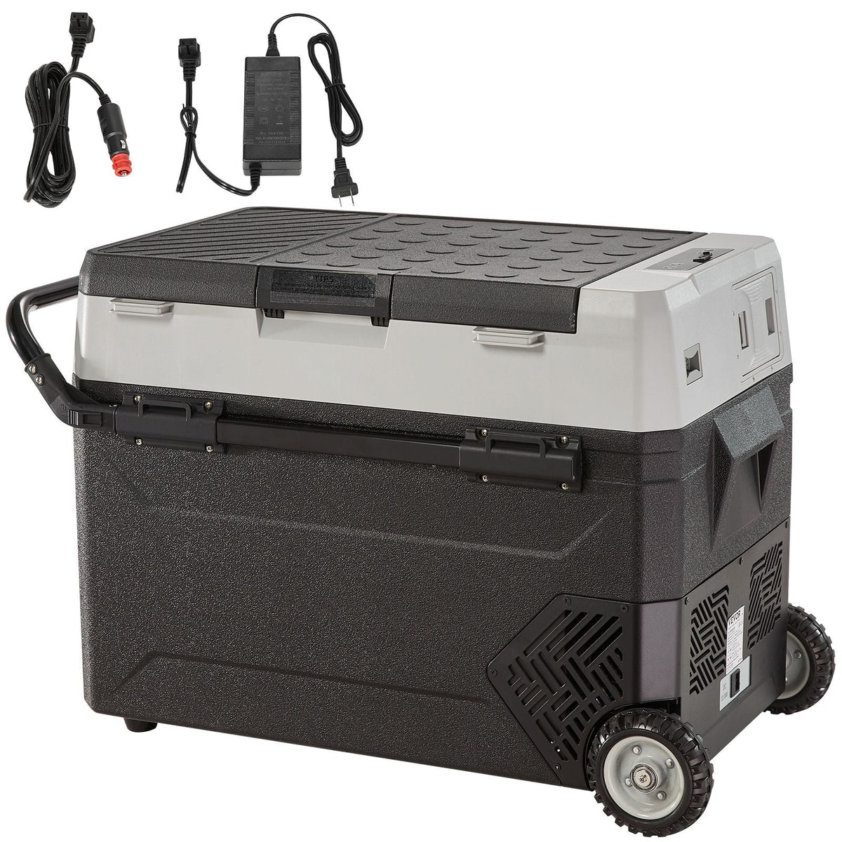 Car Refrigerator, 12 Volt Car Refrigerator Fridge, 56 QT/53 L Dual Zone Portable Freezer, -4-50 Fahrenheit Adjustable Range, 12/24V DC and 100-240V AC Compressor Cooler for Outdoor, Camping, RV