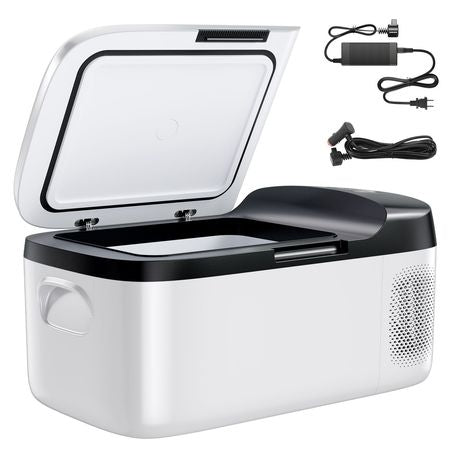Car Refrigerator, DC 12/24V AC100-240V Compressor Electric Cooler, -4°F to 68°F Car Fridge with APP Control, 16 QT Cars Freezer for RVs, Campsites, Boats, Camping, Fishing, 60W Portable Freezer
