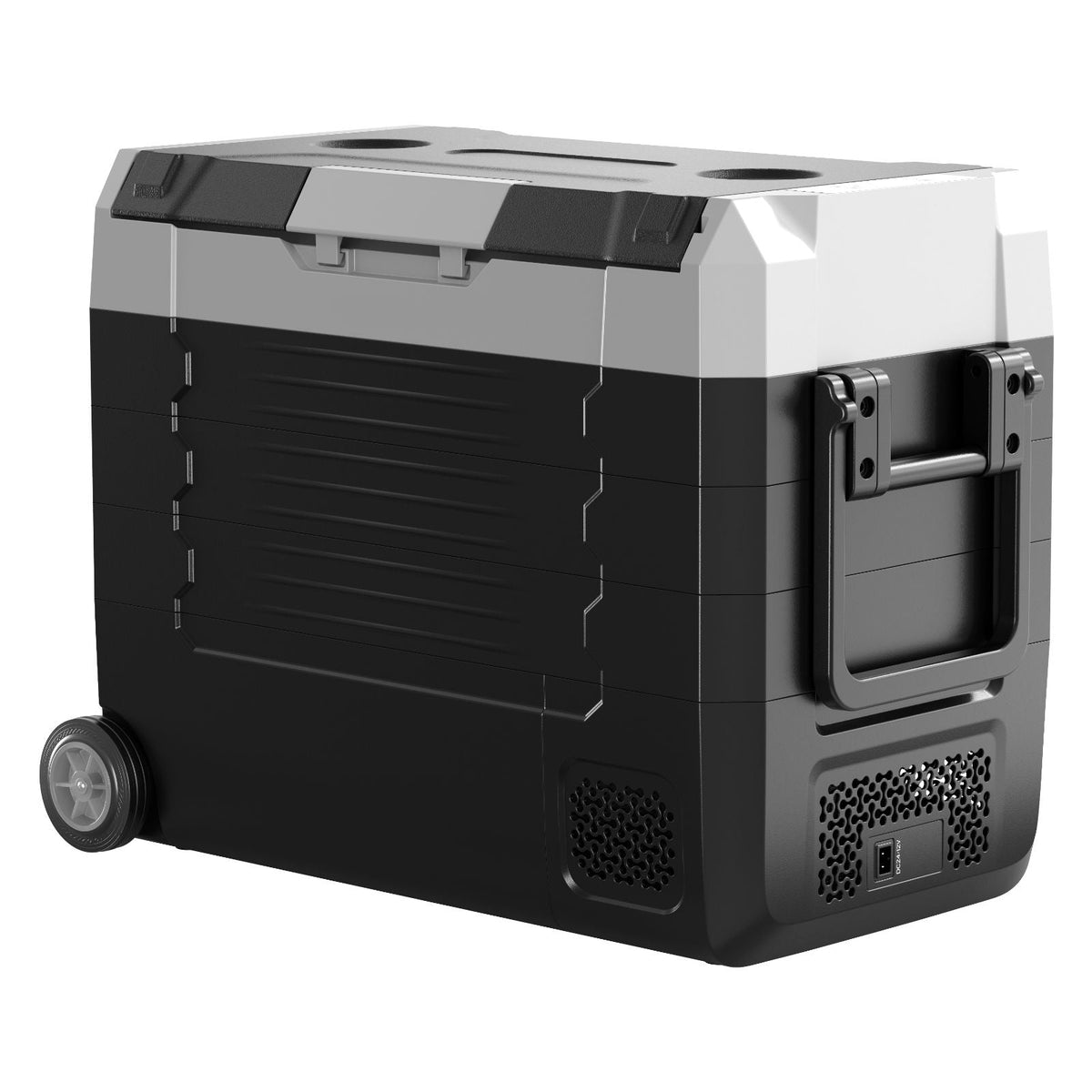 Car Refrigerator, DC 12/24V AC100-240V Compressor Electric Cooler, -4°F to 68°F Truck Refrigerator with APP Control, Wheels & Dual Zone, 48 QT Cars Cooler for RVs, Boats, Camping, Fishing
