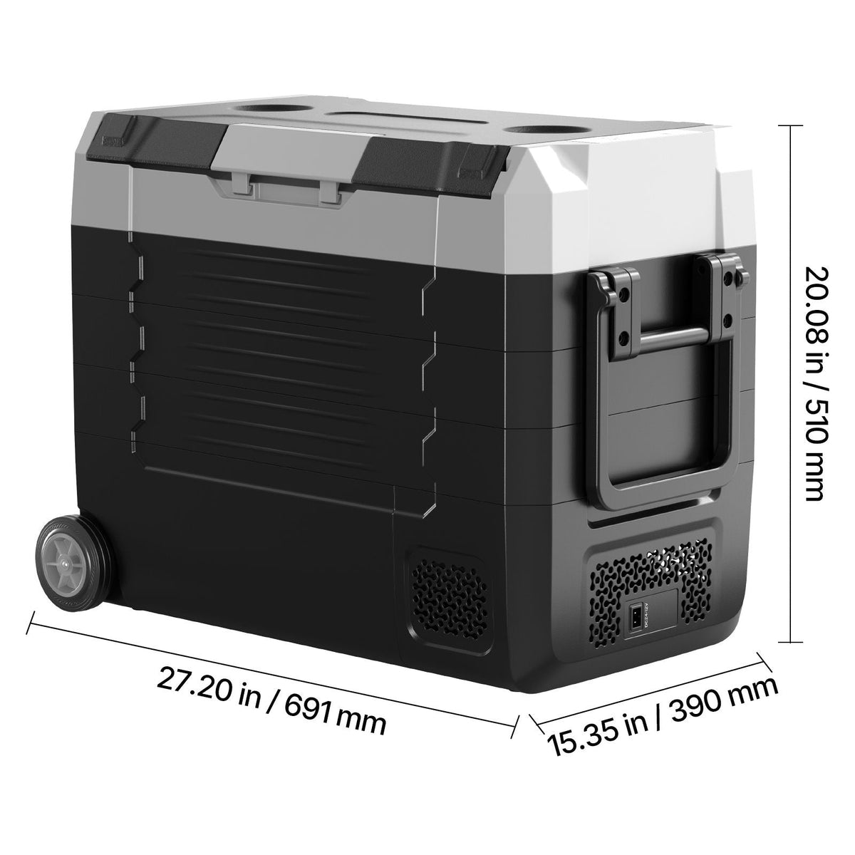 Car Refrigerator, DC 12/24V AC100-240V Compressor Electric Cooler, -4°F to 68°F Truck Refrigerator with APP Control, Wheels & Dual Zone, 48 QT Cars Cooler for RVs, Boats, Camping, Fishing