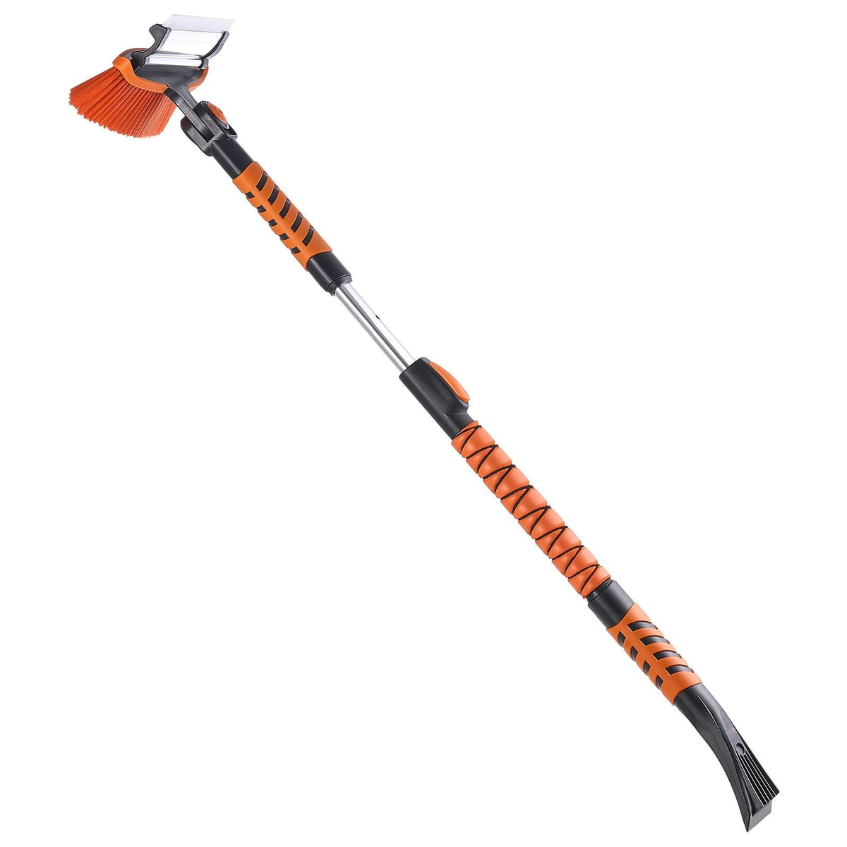 Car Snow Brush, 3-in-1 Snow Remover for Car Windshield - with 180° Pivoting Brush Head, Squeegee & Ice Scraper, 34.3"-42.1" Extendable Aluminum Handle and Foam Grip for Cars, Truck, SUV, RV