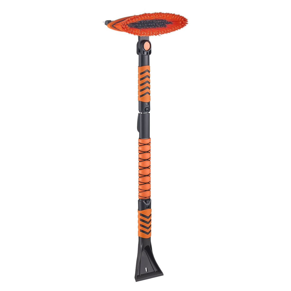 Car Snow Brush, 3-in-1 Snow Remover for Car Windshield - with 180° Pivoting Brush Head, Squeegee & Ice Scraper, 34.3"-42.1" Extendable Aluminum Handle and Foam Grip for Cars, Truck, SUV, RV