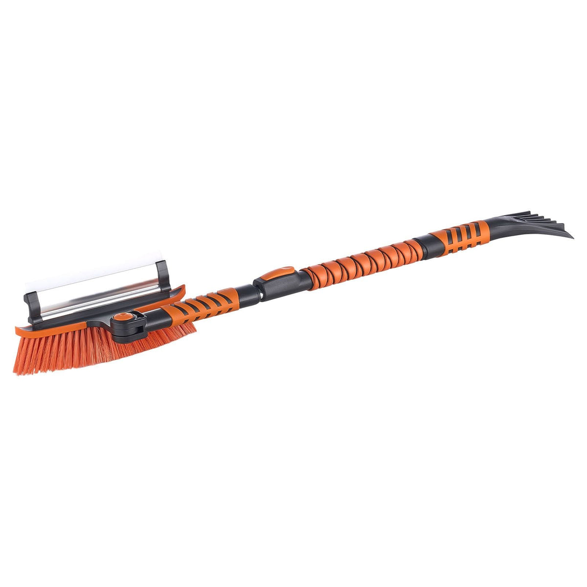 Car Snow Brush, 3-in-1 Snow Remover for Car Windshield - with 180° Pivoting Brush Head, Squeegee & Ice Scraper, 34.3"-42.1" Extendable Aluminum Handle and Foam Grip for Cars, Truck, SUV, RV