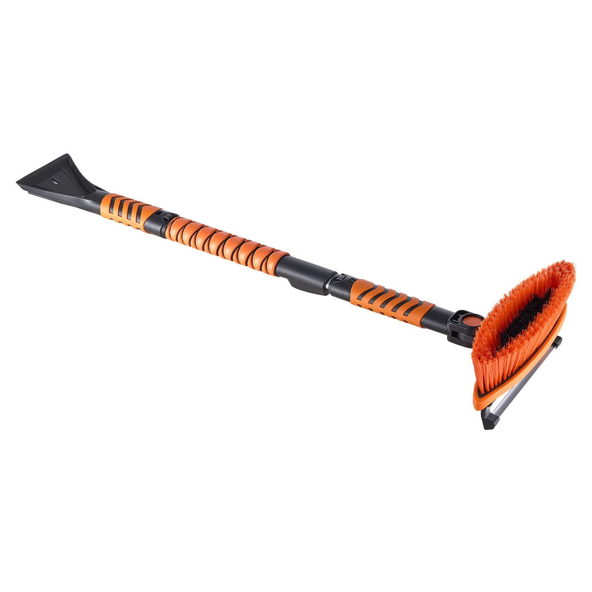 Car Snow Brush, 3-in-1 Snow Remover for Car Windshield - with 180° Pivoting Brush Head, Squeegee & Ice Scraper, 34.3"-42.1" Extendable Aluminum Handle and Foam Grip for Cars, Truck, SUV, RV