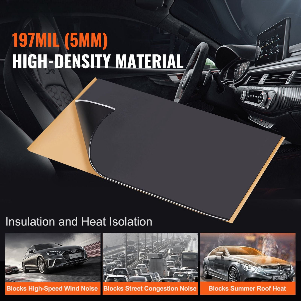 Car Sound Deadening Mat, 200 mil 25 sqft Car Sound Dampening Material, Butyl Automotive Sound Deadener, Noise Insulation and Vibration Dampening Material for Car