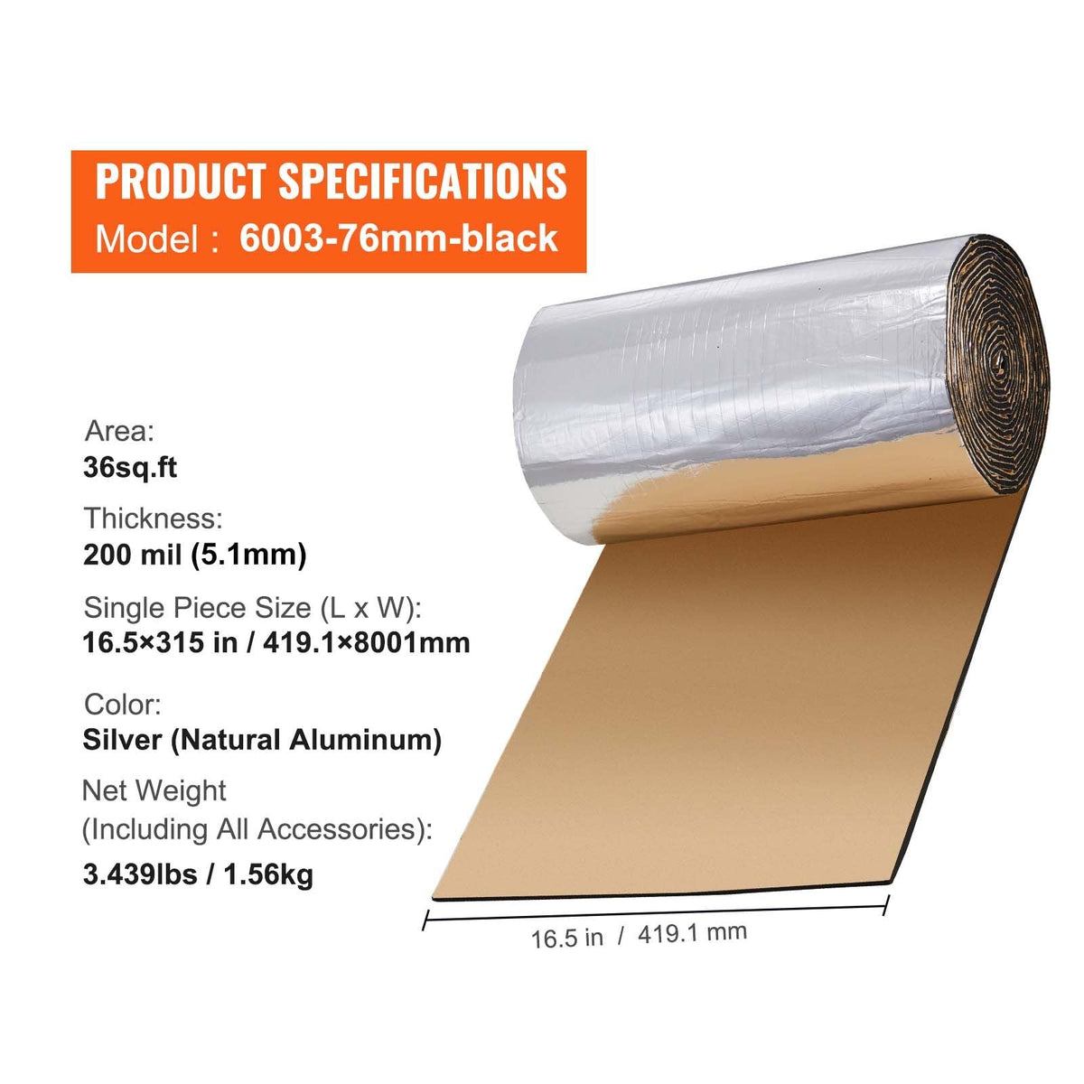Car Sound Deadening Mat, 200 mil 36 sqft Automotive Sound Deadener, High Density Foam Sound Deadener Material & Heat Barrier, Double Layer Waterproof Structure Acoustic Insulation Mat