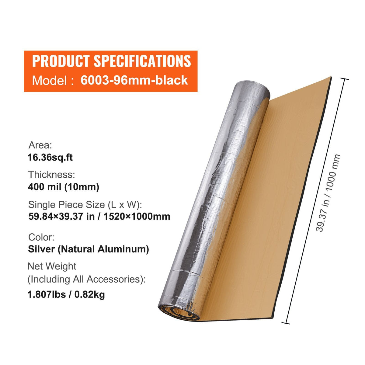 Car Sound Deadening Mat, 400 mil 16 sqft Automotive Sound Deadener, High Density Foam Sound Deadener Material & Heat Barrier, Double Layer Waterproof Structure Acoustic Insulation Mat