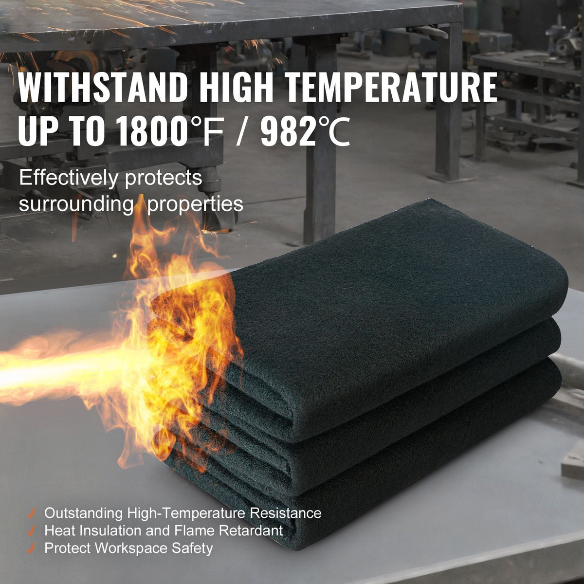 Carbon Felt Welding Blanket 4 Pack, 37" x 36" Flame Retardant Welding Blanket, Up To 1800 Fahrenheit Heat Resistant Blanket Set, Cuttable Carbon Fiber Fire Retardant Insulation Welding Mat Pad