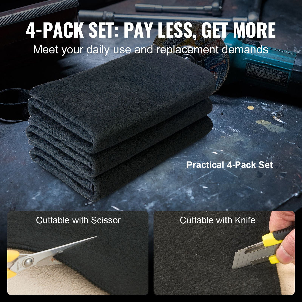 Carbon Felt Welding Blanket 4 Pack, 37" x 36" Flame Retardant Welding Blanket, Up To 1800 Fahrenheit Heat Resistant Blanket Set, Cuttable Carbon Fiber Fire Retardant Insulation Welding Mat Pad