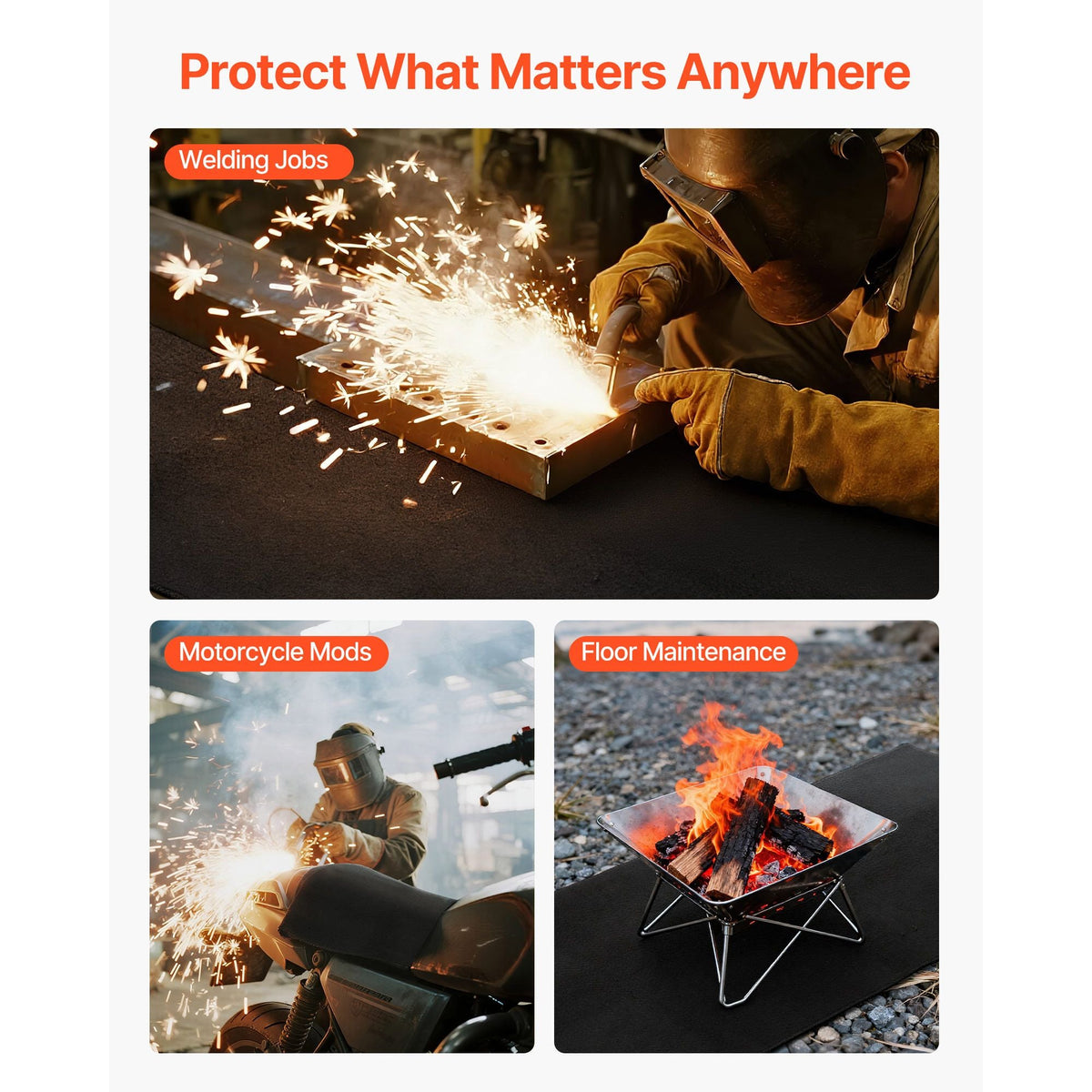 Carbon Felt Welding Blankets, 2-Pack 20" x 36" Flame Retardant Welding Blanket, Up to 1800 Fahrenheit Heat Resistant Safety Protection Blanket, 3.5mm Thickened Mat Pad