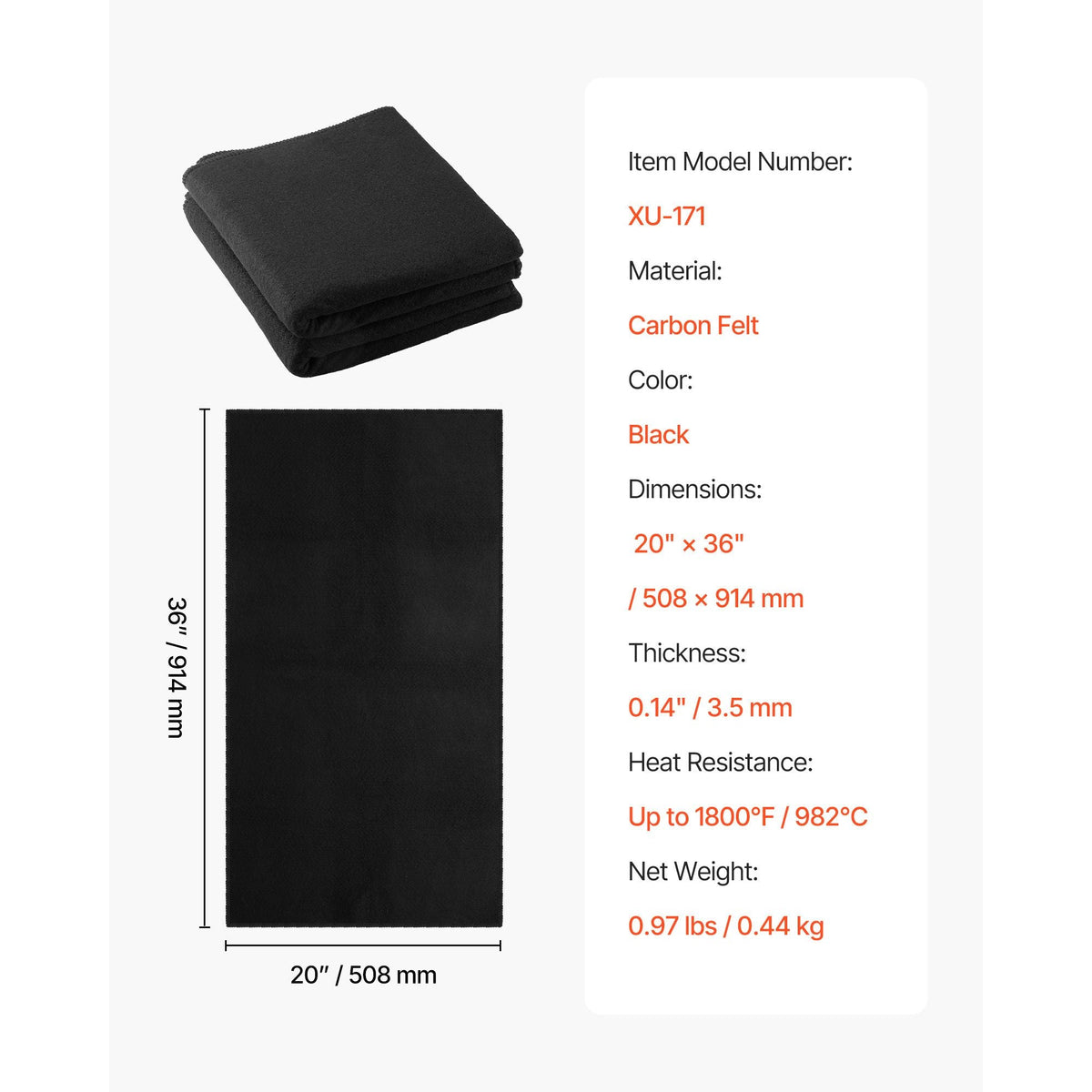 Carbon Felt Welding Blankets, 2-Pack 20" x 36" Flame Retardant Welding Blanket, Up to 1800 Fahrenheit Heat Resistant Safety Protection Blanket, 3.5mm Thickened Mat Pad