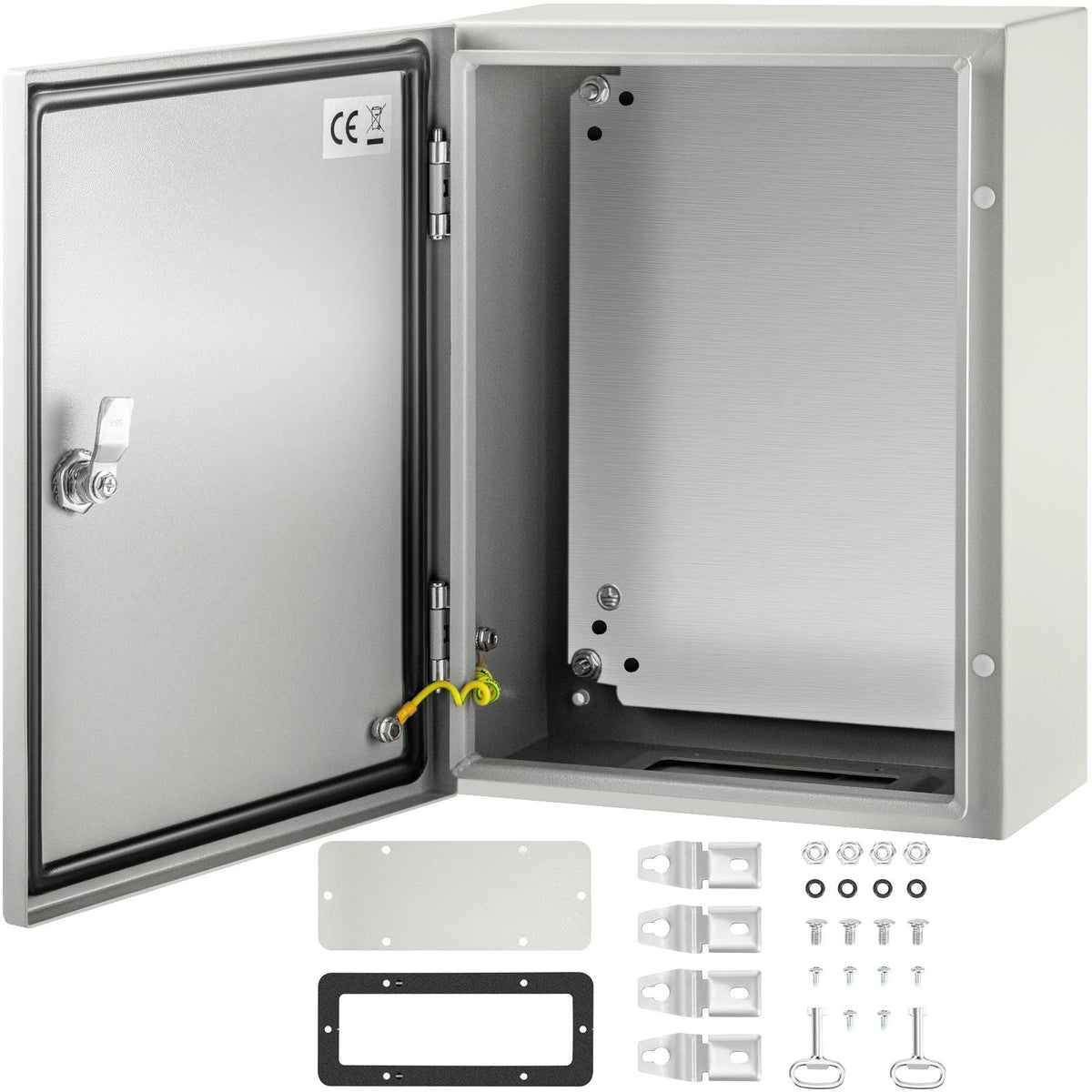 Carbon Steel Electrical Box, 16x12x6 inches, Hinged Cover, IP66 Waterproof & Dust Resistant, Suitable for Outdoor Use, Includes Mounting Plate