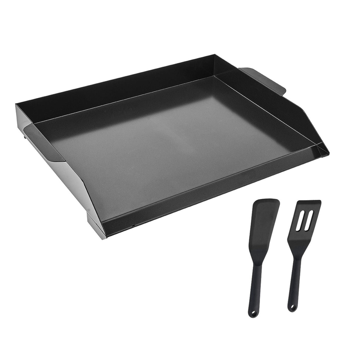 Carbon Steel Griddle, 22x16 inch Universal Flat Top Rectangular Plate, Gas Grill Griddle for BBQ Grill, Teppanyaki, Portable Family Cookware, for Camping Tailgating Party, Black