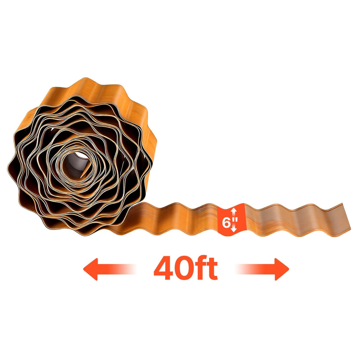 Carbon Steel Landscape Edging, 40 ft x 6 in Steel Edging for Landscaping with Gloves, Easy-to-Install Bendable Metal Strips, Metal Garden Edge Border for Flower Bed, Yard Pathway, Rust