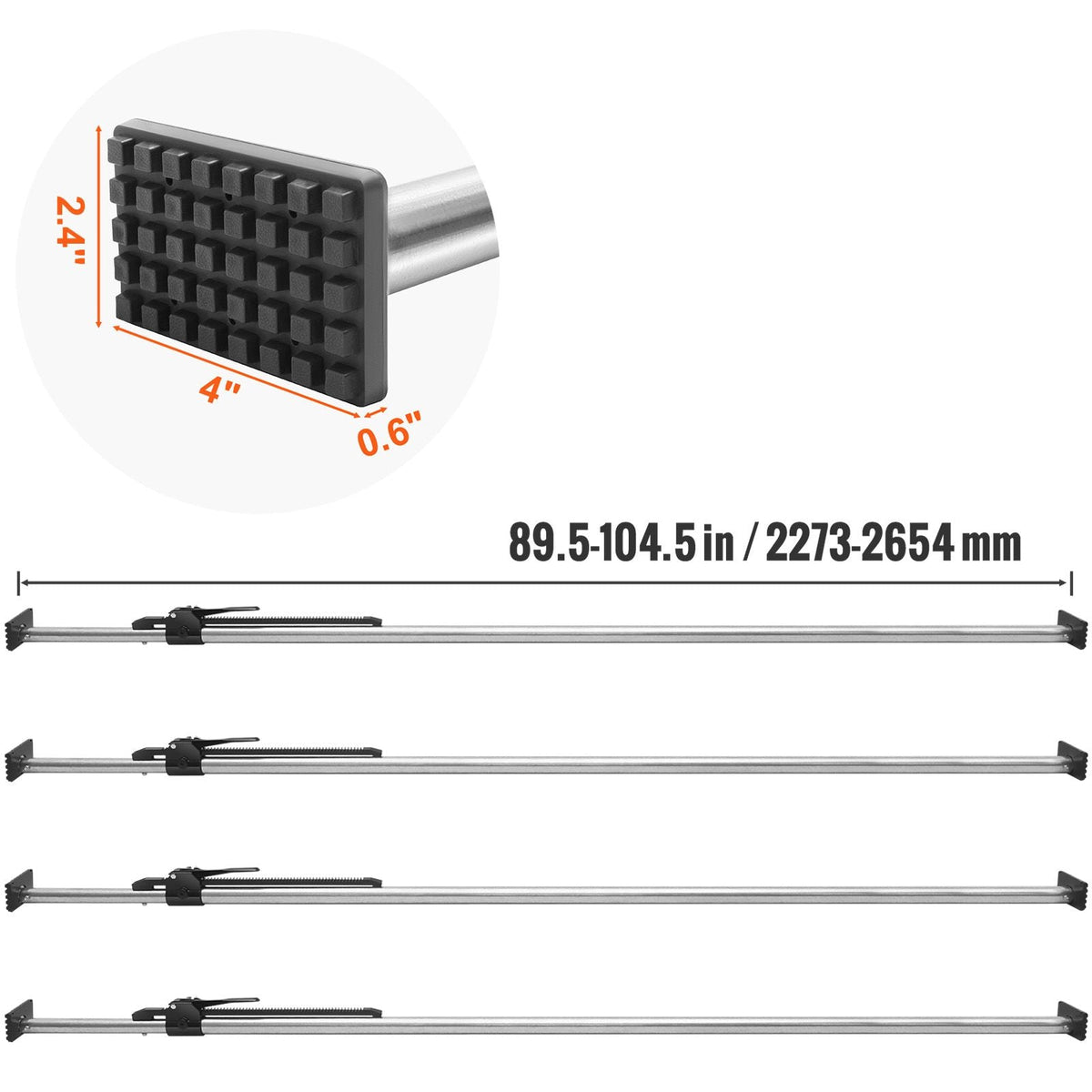 Cargo Bar, Ratcheting Cargo Bar Adjustable from 89" to 104", Heavy-duty Steel Cargo Stabilizer Bar with 309 lbs Capacity, Truck Bed Load Bar for Truck Bed, Trailer, Semi Trailer (4 pcs)
